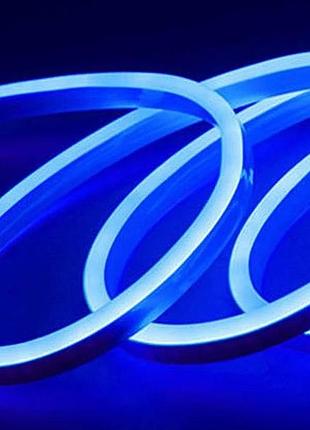 Неоновая лента led neon 5м, blue 12v-220v, гибкая неоновая лента в силиконе синяя 07408 фото