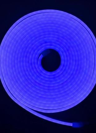 Неоновая лента led neon 5м, blue 12v-220v, гибкая неоновая лента в силиконе синяя 07405 фото