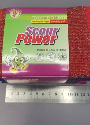 Губка кухонная с металлическим ворсом scour power. 4 шт. шч