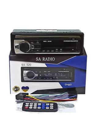 Автомагнитола sa-520 iso 1din, 4x50w + bluetooth,usb,sd, пульт ду 239210 фото