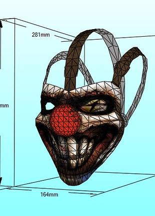 Маска клоуна clown mask needles kane mask twisted metal конструктор з картону паперкрафт papercraft ігров персонаж пазл 3д фігура
