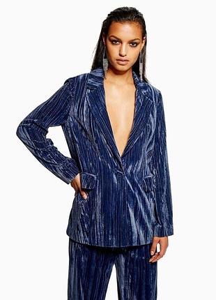 Бархатный блейзер topshop boutique crinkle velvet blazer jacket - xs-s