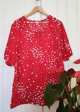 Красная блузка горох, размер 4xl
