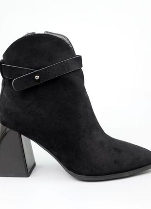 Черевики жіночі замшеві байка, чорні, демісезонні, матеріал натуральна замша, розмір 36 fw_002285