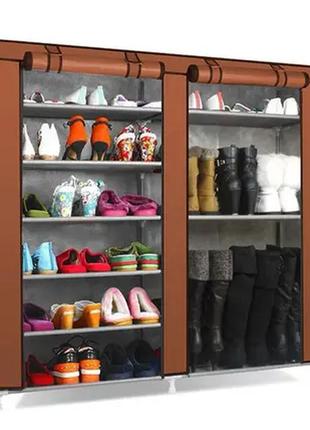 Шафа для взуття shoe cabinet тканинний двосекційний органайзер із поличками