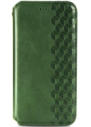 Кожаный чехол книжка getman cubic (pu) для xiaomi redmi note 10 / note 10s зеленый