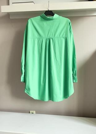 Зелена бавовняна сорочка-оверсайз2 фото