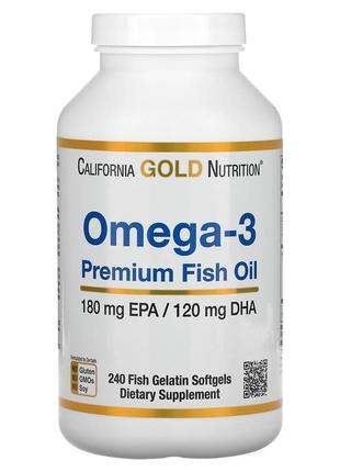 Омега-3 риб'ячий жир преміум-класу (premium fish oil) california gold nutrition 240 капсул
