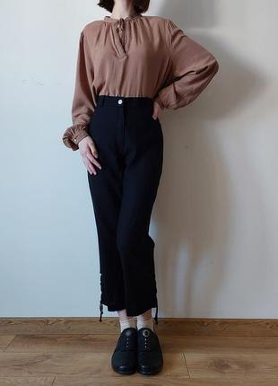 Винтажные льняные брюки alpenwelt с завязками шнуровкой