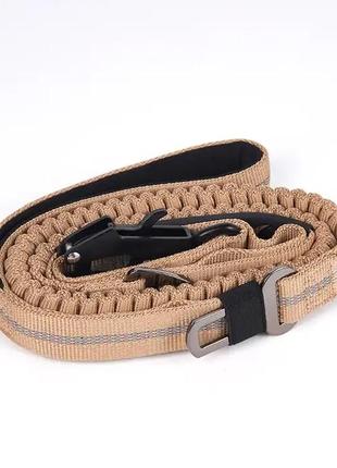 Банджи-поводок для собак мощным вращающимся металлическим карабином лягушка бежевый7 фото