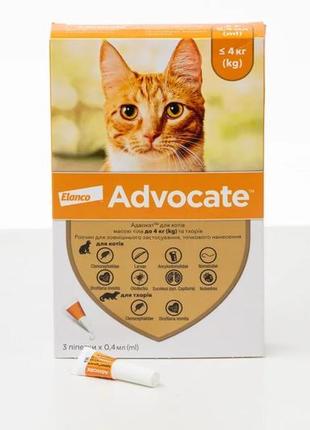 Краплі від блох та кліщів адвокат для котів від 4 кг (1 піп/ 0,8 мл)