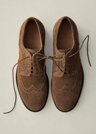 Туфли броги оксофрды замшевые massimo dutti