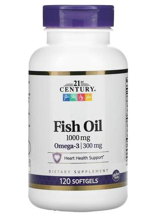Риб'ячий жир 1000 мг 21st century fish oil підтримка здоров'я серця 120 м'яких желатинових капсул