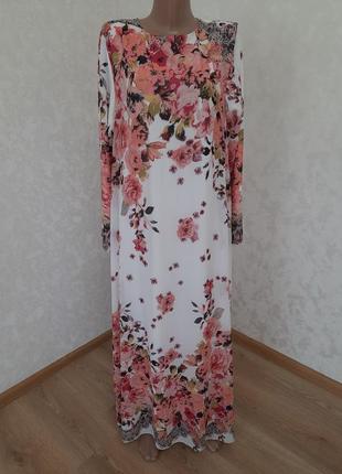Дизайнерское прямое шифоновое платье на подкладке в цветы франция