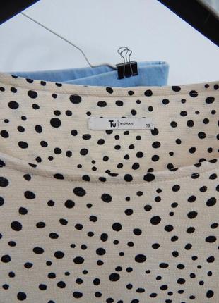Фактурна трикотажна жата блуза короткими об'ємними рукавами футболка в горошок горох принт3 фото