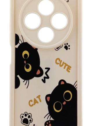 Чохол shock case print для xiaomi redmi 14c бампер силіконовий бежевий з малюнком кіт