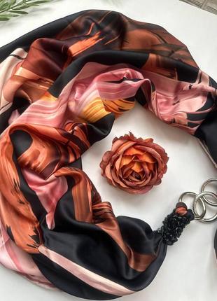Дизайнерська хустка "вечірна блюз" від бренда my scarf, прикрашена натуральним каменем агат