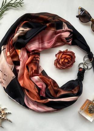 Дизайнерська хустка "вечірна блюз" від бренда my scarf, прикрашена натуральним каменем агат3 фото
