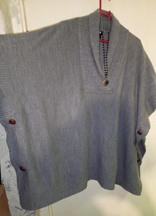 Асиметричне трикотажне бохо пончо-накидка-балахон мега батал-оверсайз h&m