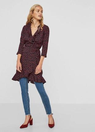 Стильное платье на запах vero moda рюша волан пояс
