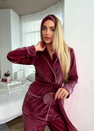 Піжама трійка ,виконана з якісного щільного велюра 🥰9 фото