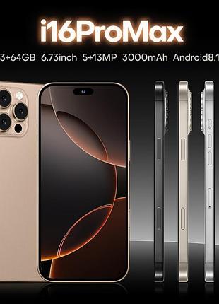 Китайский мобильный телефон смартфон apple iphone 16 pro max 3 гб+64 гб, экран 6,73 дюйма, android 8, 4g, 2 сим