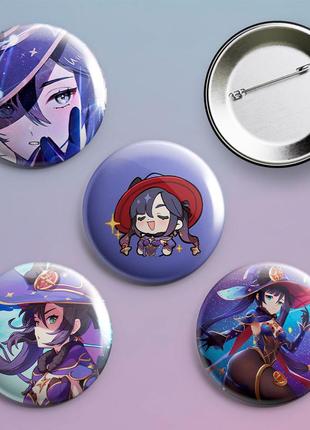Закатные значки с принтом игры mona мона геншин импакт genshin impact  56 мм х 4 штуки