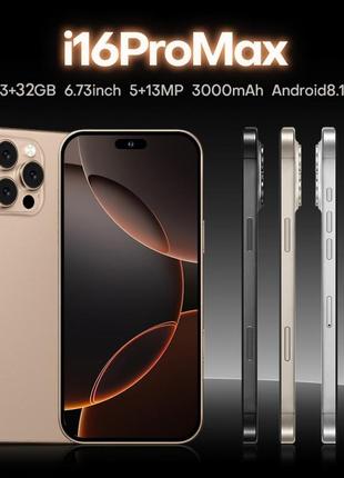 Китайский мобильный телефон смартфон apple iphone 16 pro max /, 3 гб+32 гб, экран 6,73 дюйма, android 8, 3g, 2 sim