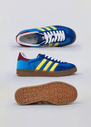 Женские кроссовки adidas gazelle x gucci blue