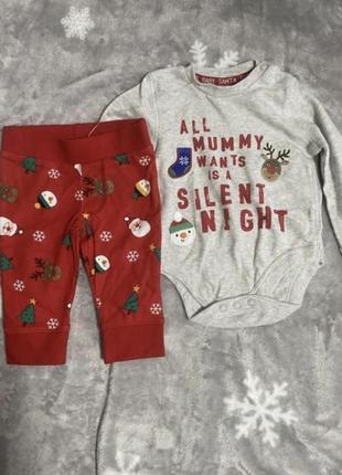 Стильный милый новогодний комплект набор боди + штанишки лосины f&amp;f новый год резьбовая фотосессия