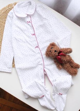 Якісний велюровий білий чоловічок сліп піжамка george на дівчинку 12-18 міс