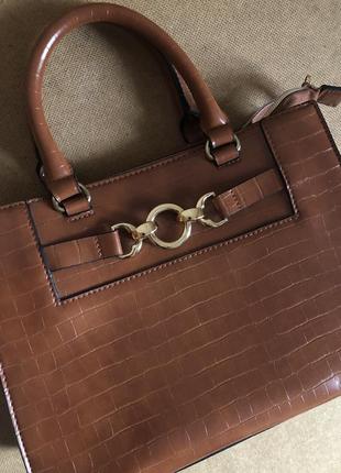 Сумка сумочка коричневая большая офисная базовая трапеция торба новая тоут шопер келли саквояж zara10 фото