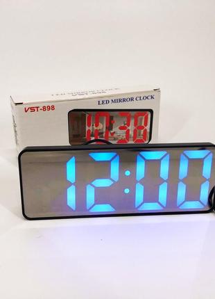 Електронний настільний led годинник від usb vst-898-5 з будильником і термометром, настільний годинник light9 фото
