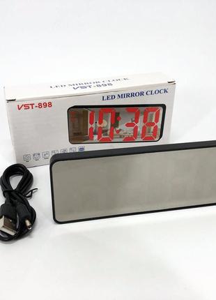 Електронний настільний led годинник від usb vst-898-5 з будильником і термометром, настільний годинник light5 фото