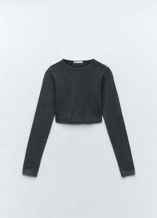Zara женский топ в рубчик с рукавами