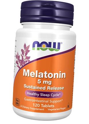 Мелатонін повільного вивільнення, melatonin 5 sustained release, now foods 120таб (72128068)