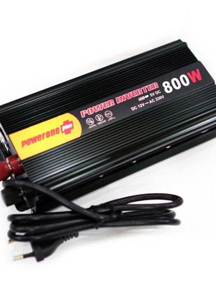 12v в 220v автомобільний інвертор напруги powerone 800w з функцією заряджання акумулятора