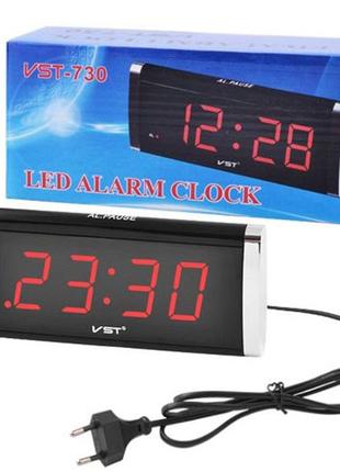 Часы vst-730-1 сетевые 220в led будильник красные цифры, электронный настольные часы light