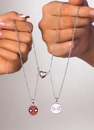 Парные кулоны spiderman человек паук с магнитами