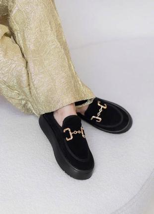 Уггі автоледі зимові замша чорні