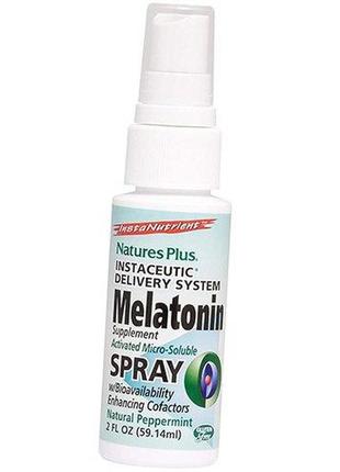 Спрей с мелатонином, melatonin activated micro-soluble spray, nature's plus 59мл мята (72375017)