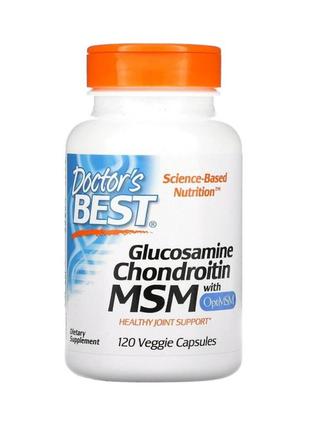 Doctor's best, глюкозамин, хондроитин и мсм из optimsm, 120 капсул