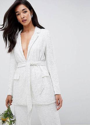 Пиджак на запах декоративный пайетками asos disign