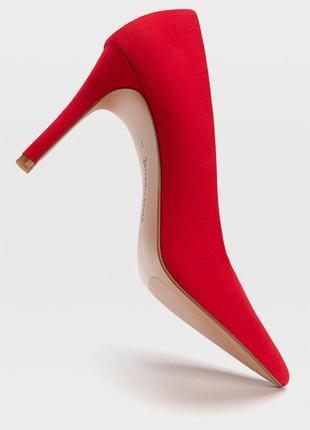 Лодочки туфли на каблуке под замш красные 39 р2 фото