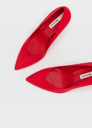 Лодочки туфли на каблуке под замш красные 39 р4 фото