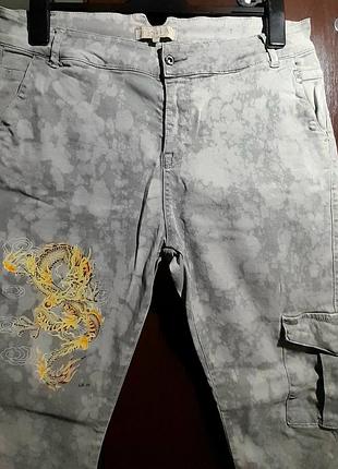 Стильные стрейчевые джинсы, карго, камуфляж, тай-дай. скинни