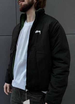 Стильна двостороння унісекс шерпа від stussy black/green
