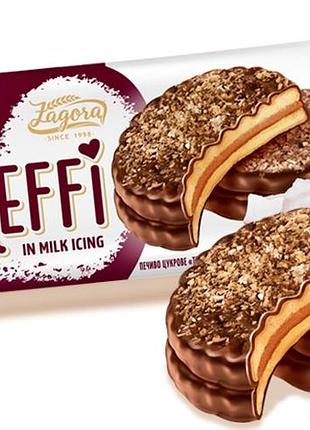 Сахарное печенье zagora treffi в молочной глазури с кокосом 100 г (4820077273154)