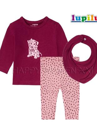 2 роки костюм для дівчинки лонгслів лосини слюнявчик реглан штани кофта нагрудник комплект піжама