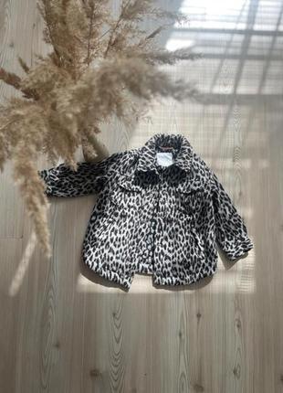 Куртка пальто короткий леопардовый принт размер 2-3 года next